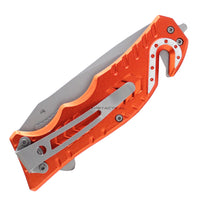 Falcon Spring Assisted EMS / EMT Folding Rescue Knife Orange & Silver 3.5"