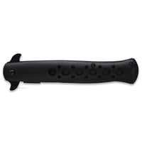 Falcon Elite Brushed Matte Black Tactical Spring Assisted Stiletto Knife 4"