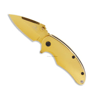 Falcon Mirror Finish Gold and Black Compact Spring Assisted Knife 2.5"