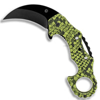 Falcon Black & Green Snakeskin Karambit Spring Assisted Knife with ABS Scales 2.5"
