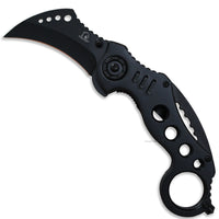 Falcon Matte Black Karambit Spring Assisted Tactical Knife 2.5"