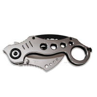 Falcon Mirror Finish / Chrome Silver Karambit Spring Assisted Tactical Knife 2.5"