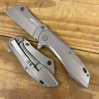 MTech USA Gray Tinite Coated Cleaver Spring Assisted Stainless Steel Pocket Knife 3.5" MT-A1001GY
