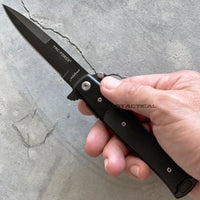 Tac-Force TF-428G10 Milano Spring Assisted Stiletto Pocket Knife Black with G10 Scales 3.75"
