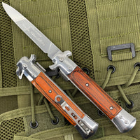 Tac-Force Premium Milano Collection Mirror / Chrome and Cherry Wood Spring Assisted Stiletto Knife 4"