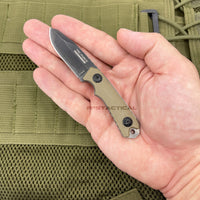Tac-Force Evolution TFE-FIX009-TN Black / Gray Stonewash Miniature Full Tang Fixed Blade Knife w Necklace Sheath & Tan G10 Handle 2"