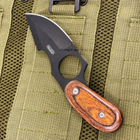 Falcon Black & Wood Full Tang Hunting / Carving Fixed Blade Knife w Sheath 2.5"