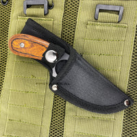 Falcon Black & Wood Full Tang Hunting / Carving Fixed Blade Knife w Sheath 2.5"