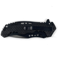 Pacific Solutions KS1696BK Black Honeycomb Grooved Spring Assisted Tactical Knife 3.75"