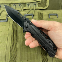 Pacific Solutions KS1696BK Black Honeycomb Grooved Spring Assisted Tactical Knife 3.75"