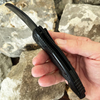 Falcon KS3329BK All Black Karambit Spring Assisted Tactical Knife with Glass Breaker 3"