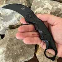 Falcon KS3329BK All Black Karambit Spring Assisted Tactical Knife with Glass Breaker 3"