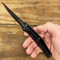 Falcon KS4525BK Trailing Point Matte Black Spring Assisted Fishing & Hunting Knife 4"