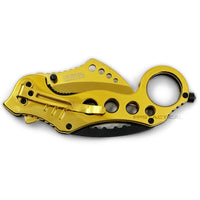 Falcon KS3393GD Mirror Finish / Chrome Gold Karambit Spring Assisted Tactical Knife 2.5"