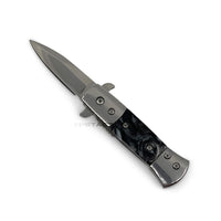 Pacific Solutions KS3336S-NP Miniature Gray Marble Mirror / Chrome Spring Assisted Stiletto Knife 1.75"
