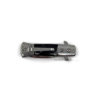 Pacific Solutions KS3336S-NP Miniature Gray Marble Mirror / Chrome Spring Assisted Stiletto Knife 1.75"