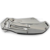 Falcon Classic KS3301CB Chrome Silver and Gray Ash Wood Cleaver Spring Assisted Knife 3.25"