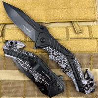 Tac-Force 3D Molded Snakeskin Spring Assisted Tactical Rescue Knife Black & Grey 3.5" TF-1006Bk