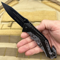 Tac-Force 3D Molded Snakeskin Spring Assisted Tactical Rescue Knife Black & Grey 3.5" TF-1006Bk