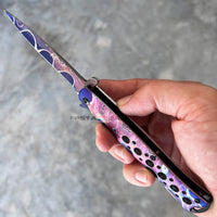Mtech USA Timascus Rainbow /Purple & Black Spring Assisted Stiletto Knife 4" MT-A1088TM1