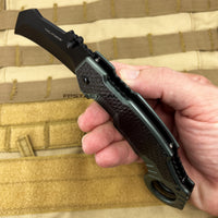 Tac-Force Teal Gray & Black Karambit Spring Assisted Tactical Knife w Glass Breaker & Rubberized Grip 3"