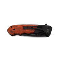 Falcon KS33298RW Compact Drop Point Black and Cherry Wood Spring Assisted Knife 3"
