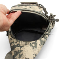 East West USA ACU Digital Camouflage Tactical Military Sling Backpack w Removable USA Flag Patch