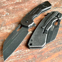 Tac-Force Black / Grey Skull Stonewashed Spring Assisted EDC Sheepsfoot Knife 3.5"