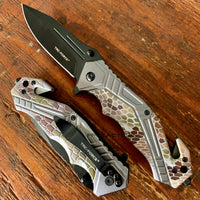 Tac-Force Snakeskin Spring Assisted Tactical Rescue Knife Black / Purple / Grey / Green 3.5"