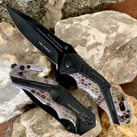 Tac-Force 3D Molded Snakeskin Spring Assisted Tactical Rescue Knife Black / Purple / Green 3.5"