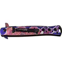 Mtech USA Timascus Rainbow /Purple & Black Spring Assisted Stiletto Knife 4" MT-A1088TM1