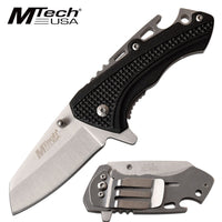 Mtech USA Miniature Spring Assisted Tactical Knife w Bottle Opener Silver & Black 2.25"