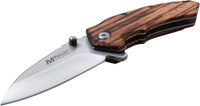Mtech USA Compact Spring Assisted Pocket Knife Silver with Brown Zebra Wood Scales 2.75"
