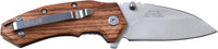 Mtech USA Compact Spring Assisted Pocket Knife Silver with Brown Zebra Wood Scales 2.75"