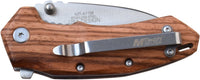 Mtech USA Compact Spring Assisted Pocket Knife Silver with Brown Zebra Wood Scales 2.75"