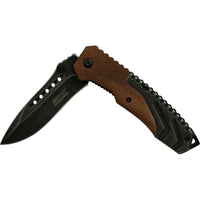 MTech Evolution Gray / Black Stonewash and Wooden Spring Assisted Tactical Knife 3.5" MTE-A004-WD