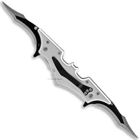 Pacific Solutions Dual Blade Bat Wing Silver & Black Spring Assisted Knife Dual 4.5"