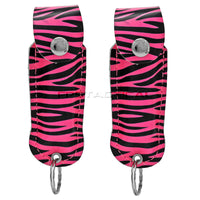 Quantity 2x Survivor Pepper Spray Self Defense / Protection Keychains w Pink Zebra Leather Cases USA Made