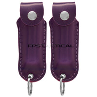 Quantity 2x Survivor Pepper Spray Self Defense / Protection Keychains w Purple Leather Cases USA Made