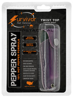 Survivor Pepper Spray Self Defense / Protection Keychain w Purple Leather Case USA Made