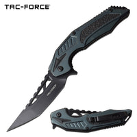 Tac-Force Blue & Black Trailing Point Spring Assisted Fishing & Hunting Knife 4"