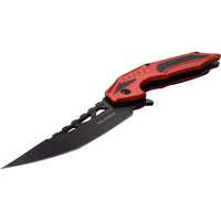 Tac-Force Red & Black Trailing Point Spring Assisted Fishing & Hunting Knife 4"