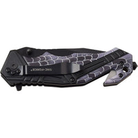 Tac-Force 3D Molded Snakeskin Spring Assisted Tactical Rescue Knife Black & Grey 3.5" TF-1006Bk