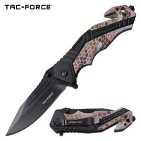 Tac-Force 3D Molded Snakeskin Spring Assisted Tactical Rescue Knife Black / Purple / Green 3.5"