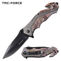 Tac-Force Snakeskin Spring Assisted Tactical Rescue Knife Black / Purple / Grey / Green 3.5"