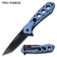 Tac-Force Black & Blue EDC Police / First Responder Tanto Style Spring Assisted Knife 3.5"