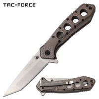 Tac-Force Pewter / Gunmetal & Silver Spring Assisted Tanto Blade EDC Knife 3.5"