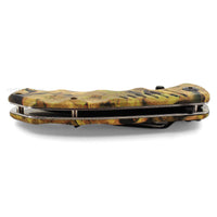 Tac-Force Spring Assisted Hunter Knife Black w Forest Camouflage and Grooved / Contour Grip 3.5"