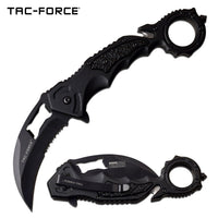 Tac-Force Black Karambit Spring Assisted Tactical Rescue Knife w Seat Belt Cutter & Bottle Opener 3"