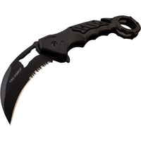 Tac-Force Black Karambit Spring Assisted Tactical Rescue Knife w Seat Belt Cutter & Bottle Opener 3"